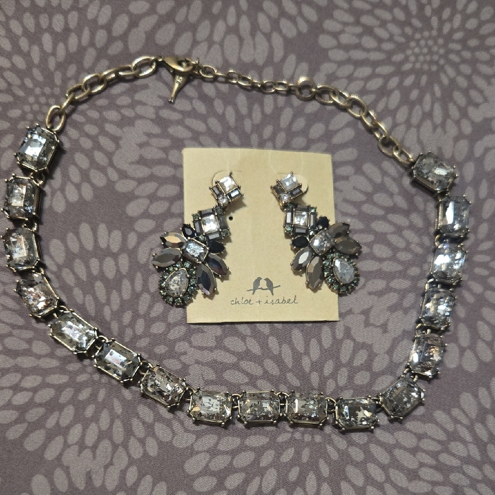 Chloe + Isabel Silver, Gold, Black and Crystal Midnight Palace Necklace Set